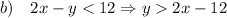 b)\quad2x-y<12\Rightarrow y2x-12