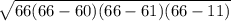 \sqrt{66(66-60)(66-61)(66-11)}