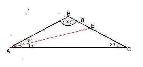 Втреугольнике abc ab=bc, угол cab=30°, ae - биссектриса, be=8 см. найдите площадь треугольника abc. 