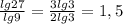 \frac{lg27}{lg9} = \frac{3lg3}{2lg3}=1,5