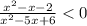 \frac{x^{2}-x-2}{x^{2}-5x+6}<0