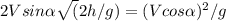 2Vsin\alpha \sqrt(2h/g)=(Vcos\alpha)^2/g