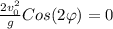 \frac{2v_{0}^{2}}{g}Cos(2\varphi)=0