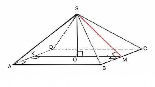 Высота правильной четырёхугольгой пирамиды равна 3, а апофема пирамиды равна 5 найти сторону основан