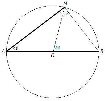 Отрезок ab является диаметром окружности с центром в точке о. точка м лежит на окружности, при этом