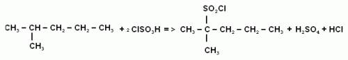 Напишите уравнение реакции сульфохлорирования для следующего углеводорода: 2 -метилпентан.