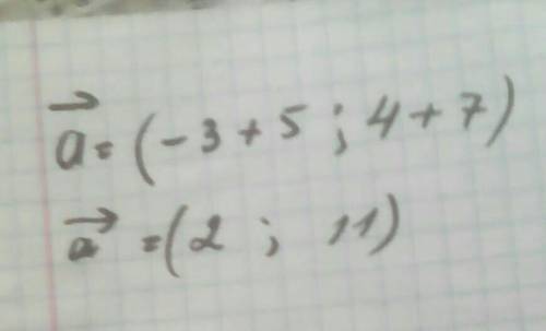 Дано вектори c(-3; 4) і d (5; 7). укажіть координати вектора a, якщо a =c+d.​
