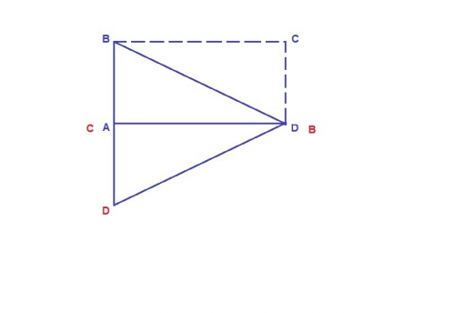 Вырежите из бумаги прямоугольник и разрежьте его по диагонали сложите из получившихся равных треугол