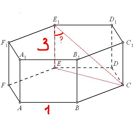 Вправильной шестиугольной призме abcdefa1b1c1d1e1f1 все стороны оснований равны 1,боковые ребра равн