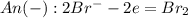 An(-): 2Br^- - 2e = Br_2