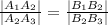 \frac{|A_1A_2|}{|A_2A_3|}= \frac{|B_1B_2|}{|B_2B_3|} 