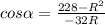 cos\alpha= \frac{228-R^{2} }{-32R}