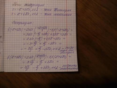 Знайти екстремуми функції f(x)=3sin(x/3) - 0.5x