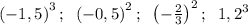 \left(-1,5\right)^3; \;\; \left(-0,5\right)^2; \;\; \left(-\frac{2}{3}\right)^2; \;\; 1,2^3