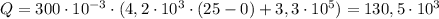 Q=300\cdot 10^{-3}\cdot (4,2\cdot 10^3\cdot(25-0)+3,3\cdot 10^5)=130,5\cdot 10^3