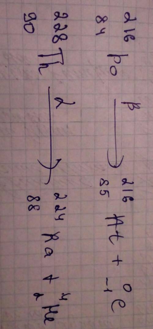 1) запишіть рівняння реакції бета-розпаду 84 216полонію 2) запишіть рівняння реакції альфа-розпаду 9