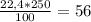 \frac{22,4*250}{100}=56