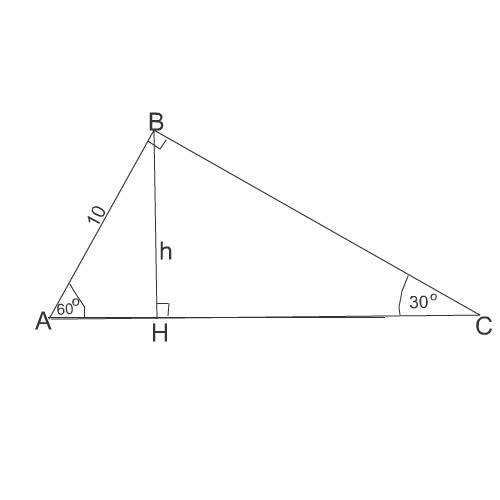Впрямоугольном треугольнике с острым углом 60 градусов, и прилежащим к нему катетом равным 10см. выч