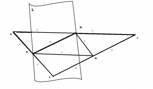 Площина l перетинає сторону ав трикутника авс в її середині і паралельна стороні ас. знайдіть площу