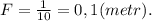 F = \frac{1}{10} = 0,1 (metr).