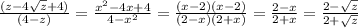 \frac{(z-4\sqrt{z}+4)}{(4-z)} = \frac{x^2-4x+4}{4-x^2}=\frac{(x-2)(x-2)}{(2-x)(2+x)}=\frac{2-x}{2+x}=\frac{2-\sqrt{z}}{2+\sqrt{z}}