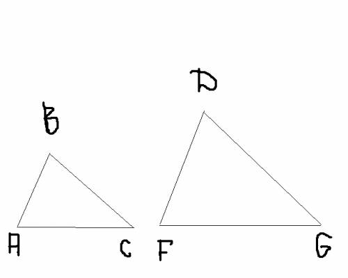 Треугольники abc и fdg подобны ,запишите пропорцианальность всех пар сходственных сторон