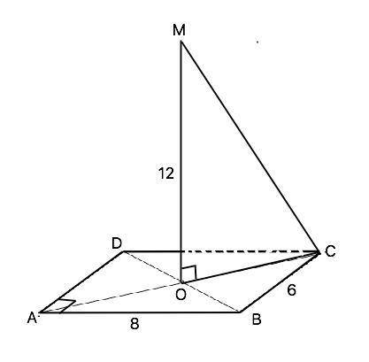 Решить ! abcd прямоугольник. mo перпендикулярен abc, mo=12, ав=6, ad=8. найдите mc.