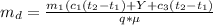m_d = \frac{m_1(c_1(t_2-t_1)+Y+c_3(t_2-t_1)}{q*е}