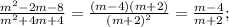 \frac{m^2-2m-8}{m^2+4m+4}=\frac{(m-4)(m+2)}{(m+2)^2}=\frac{m-4}{m+2};