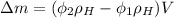 зm = (\phi_{2} \rho_{H} -\phi_{1} \rho_{H})V