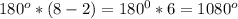 180^o*(8-2)=180^0*6=1080^o