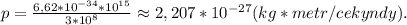 p = \frac{6,62*10^{-34}*10^{15}}{3*10^8} \approx2,207*10^{-27}(kg*metr/cekyndy).
