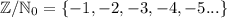 \mathbb Z/\mathbb N_0=\{-1,-2,-3,-4,-5...\}