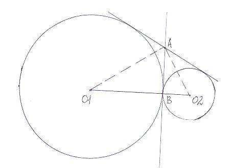 Окружность радиуса 4 касается внешним образом второй окружности в точке . общая касательная к этим о