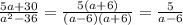 \frac{5a+30}{a^{2}-36}=\frac{5(a+6)}{(a-6)(a+6)}=\frac{5}{a-6}