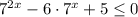 7^{2x}-6\cdot7^x+5\leq0