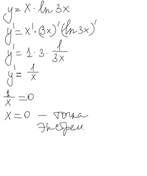 Найти точки экстремума функции y = x * ln 3x