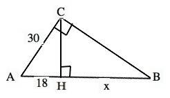 Катет прямокутного трикутника дорівнює 30 см., а його проекція на гіпотенузу - 18 см. знайдіть гіпот