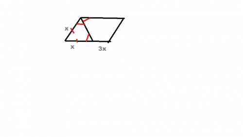Биссектриса тупого угла параллелограмма делит противоположную сторону в отношении 1: 3,считая от вер