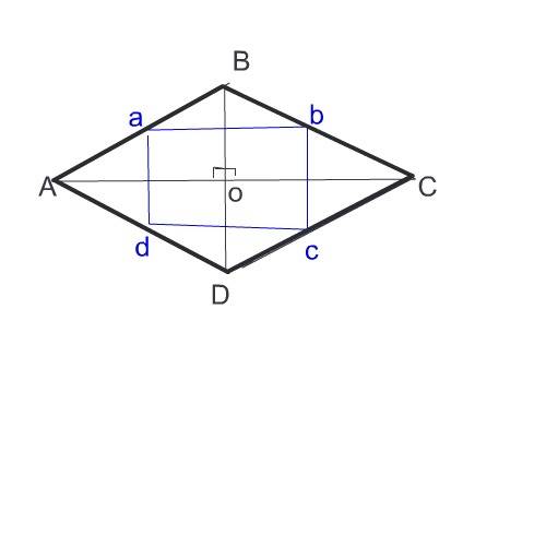 Сторона ромба равна 30. соединив последовательно середины его сторон, получили прямоугольник с перри