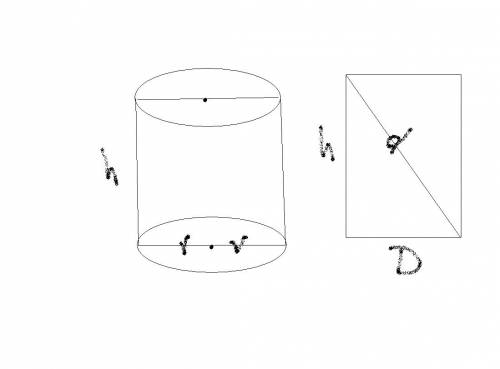 Радіус основи циліндра 2 м, висота 3 м. знайти діагональ осьвого перерізу.