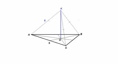 Найти расстояние от точки к до плоскости равностороннего треугольника со стороной 6 см и равноуд. от