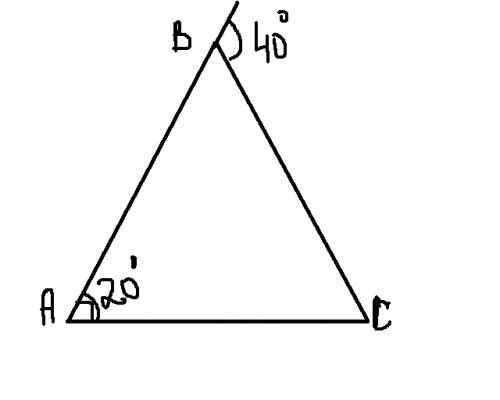 Внешний угол при вершине b треугольника abc равен 40 градусов,а один из внутренних углов этого треуг