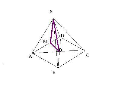 Вправильной четырёхугольной пирамиде s abcd, все рёбра которой равны 1, найти синус угла между плоск