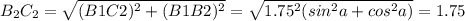 B_{2}C_{2}=\sqrt{(B1C2)^2+(B1B2)^2}=\sqrt{1.75^2(sin^2a+cos^2a)}=1.75