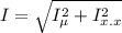 I=\sqrt{I^2_{е}+I^2_{x.x}}