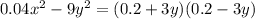 0.04x^{2}-9y^{2}=(0.2+3y)(0.2-3y)