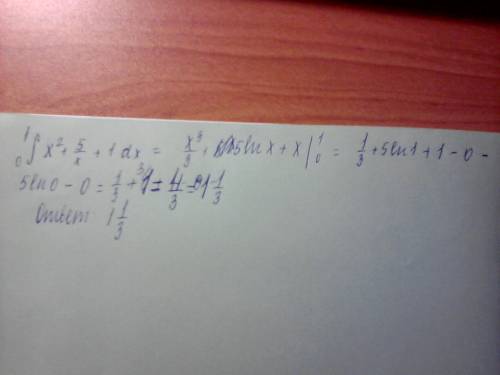 Определенный интеграл (x^2+5/x+1) от 0..до 1