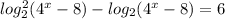 log_2^2(4^x-8)-log_2(4^x-8)=6