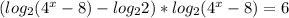 (log_2(4^x-8)-log_22)*log_2(4^x-8)=6